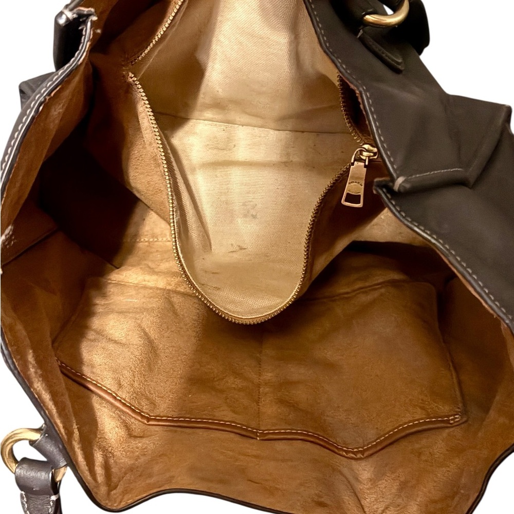 COACH Theo Tote Black Leather Shoulder Bag w/Golden Accents, Authentic. EUC - Picture 10 of 16